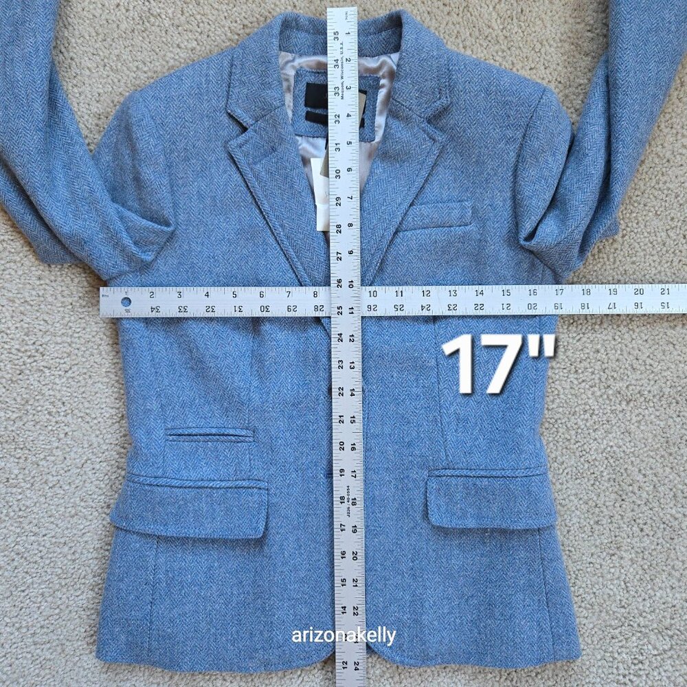 NWT J.Crew Schoolboy Blazer Wool Herringbone Blue Size 2 - Picture 4 of 12